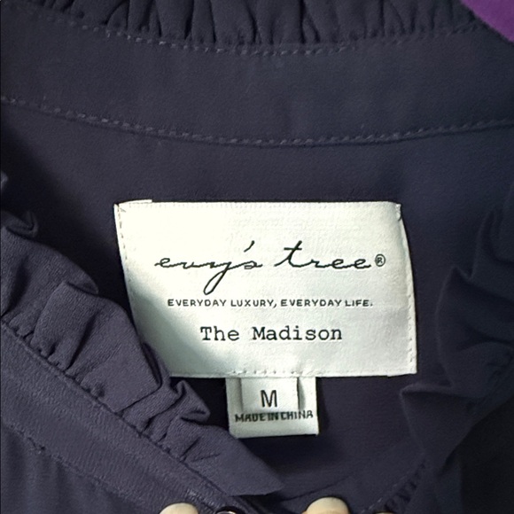 Evy's Tree Navy Ruffled Blouse - Picture 2 of 5